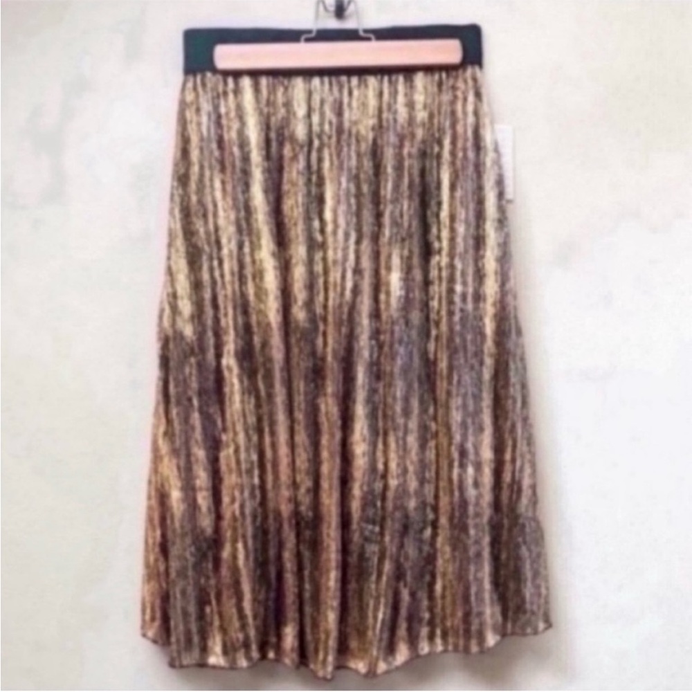 LuLaRoe Elegant Lola Skirt Brown Gold Metallic
